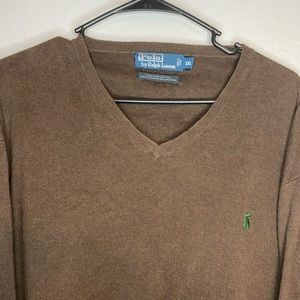 Polo Ralph Lauren Pima Cotton V neck sweater. Chocolate Brown. Men’s XXL